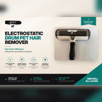 AZAY feature summary: electrostatic drum pet hair remover, no refills