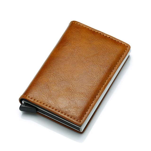Locked Leather Business Card Holder - A.Z.A.Y