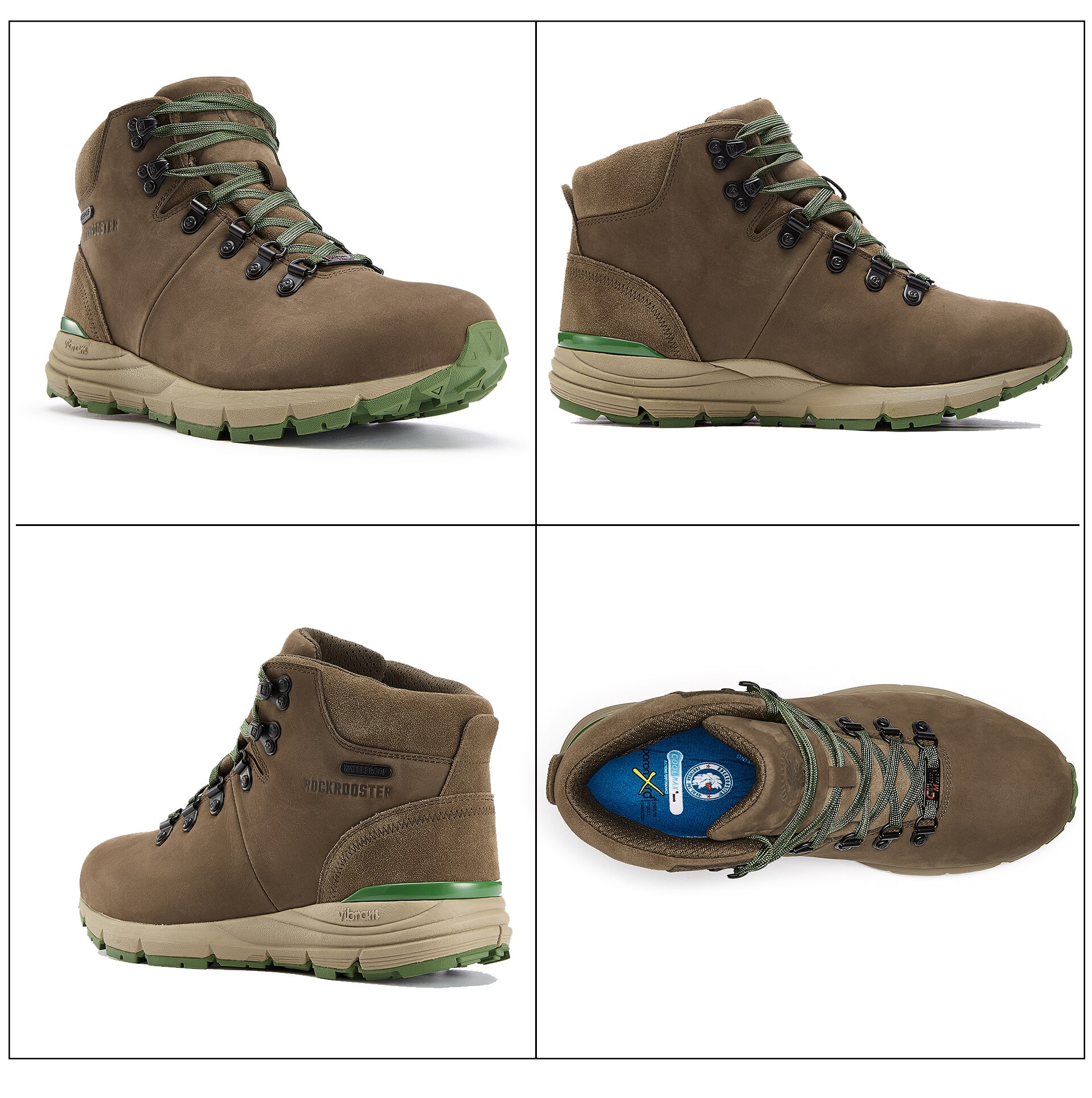 Men's Green and Brown Design Trekking Boots