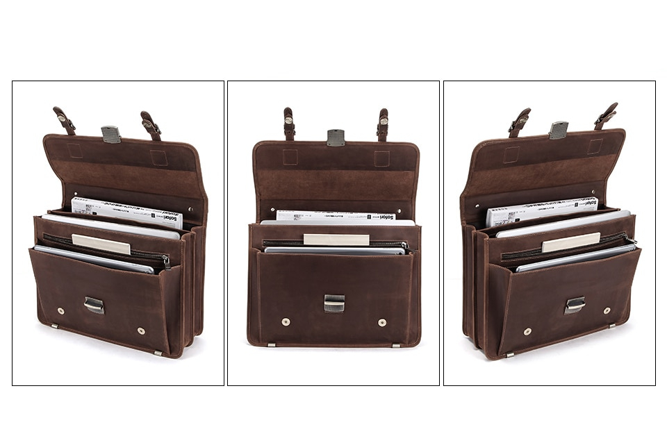 Men's Retro Leather Shoulder Briefcase