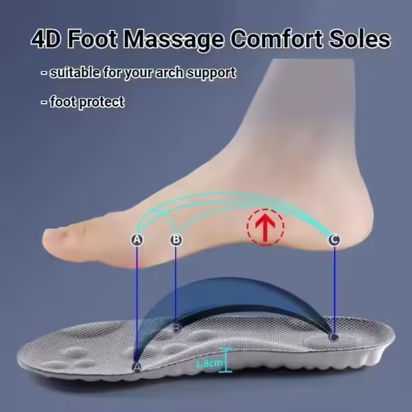 4D Latex Sport Insoles – High Elastic Orthopedic Pads