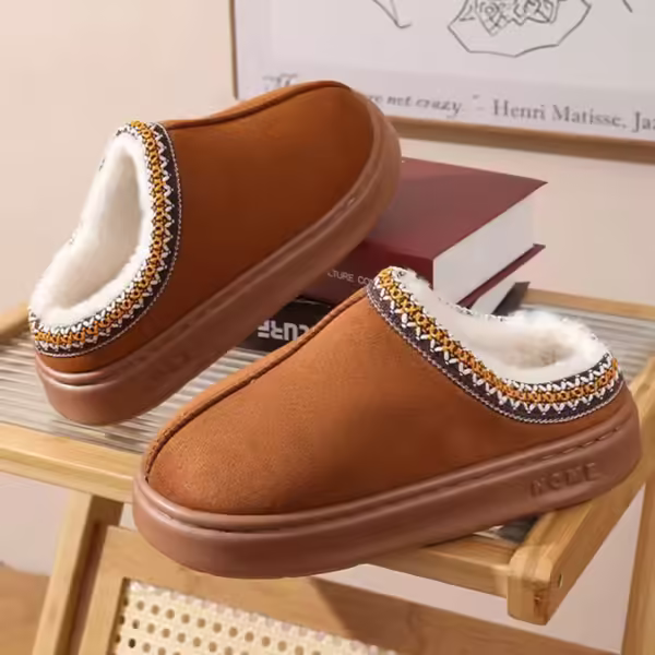 Fluffy Winter Platform Slippers – Warm Cotton Unisex